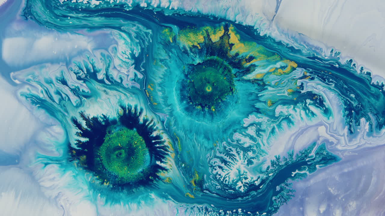 centros de explosión de fluidos de color azul de tinta abstracta