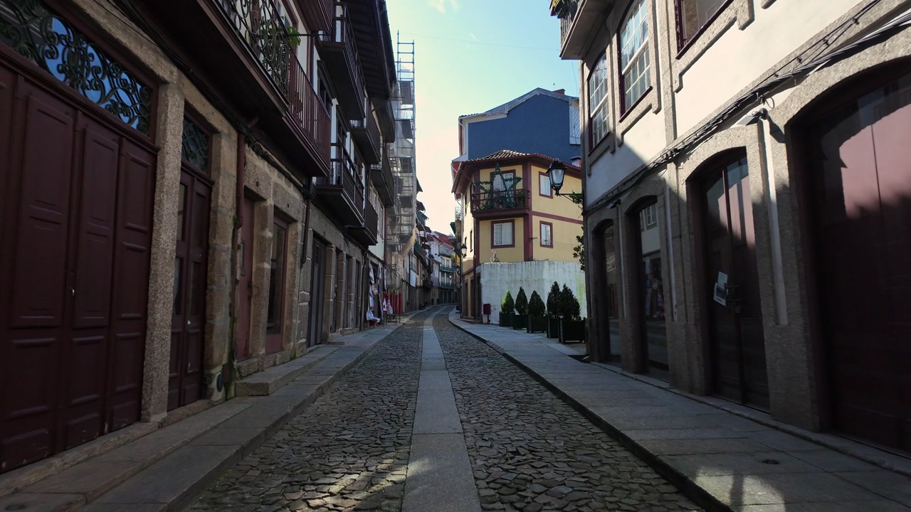 Guimaraes city streets gimbal shot