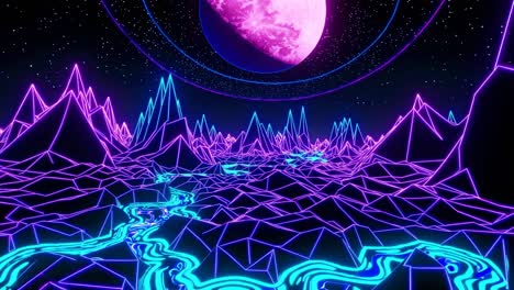 paesaggio spaziale retro al neon