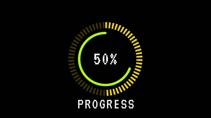 Digital Progress Bar Loading Percentage on Black Background