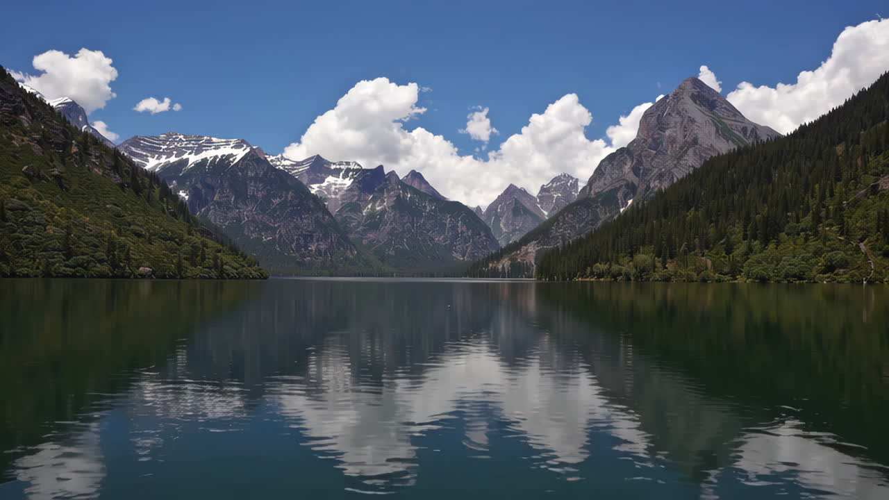 평온한 산 호수 풍경