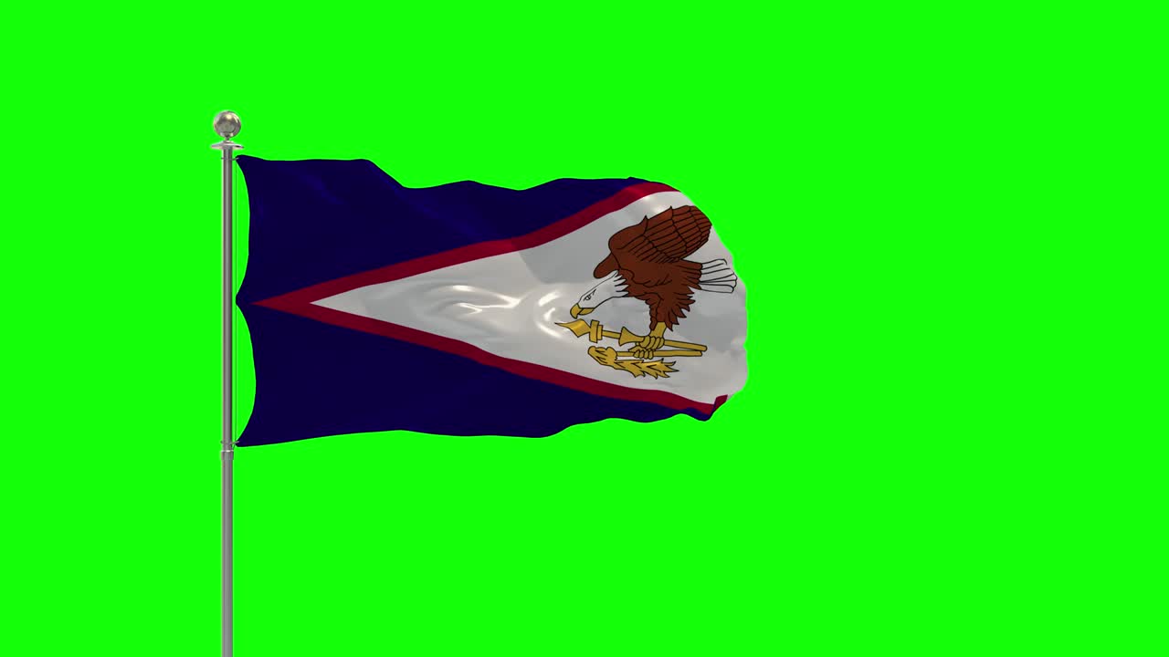 samoa americana ilustración 3d de la bandera ondeando en un poste con llave de croma