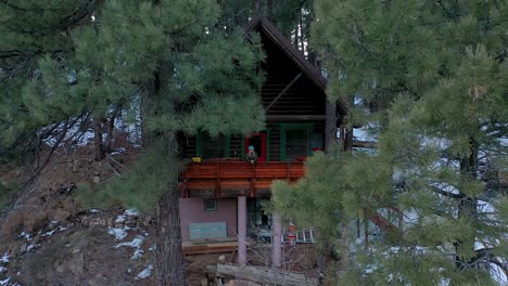 mountain house and snow-covered hills in flagstaff, arizona