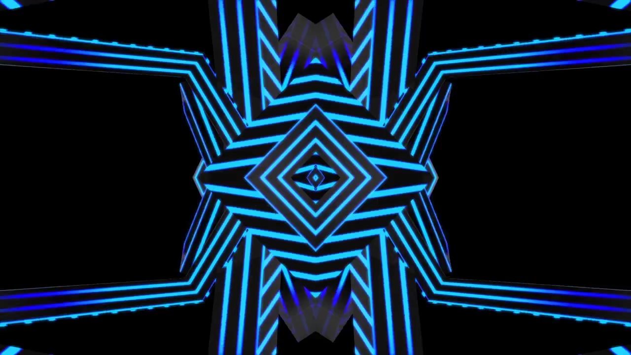 Putaran Pola Geometris Neon Biru Abstrak Dinamis