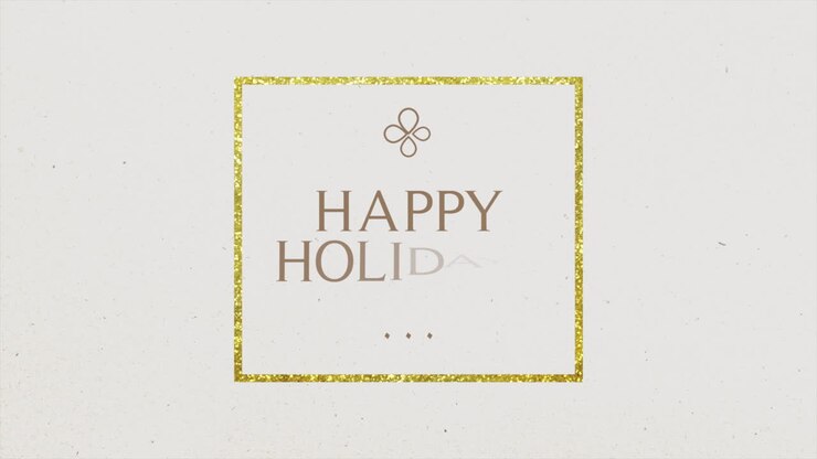 Simple and elegant gold-embossed Happy Holidays on white background