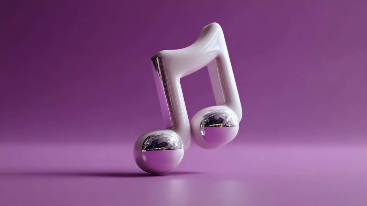 Stylized Musical Note on a Vibrant Purple Background, Showcasing Creative Design and Modern Aesthetics in a Contemporary Art Style