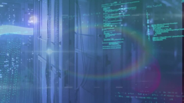 Animation of data processing over server room