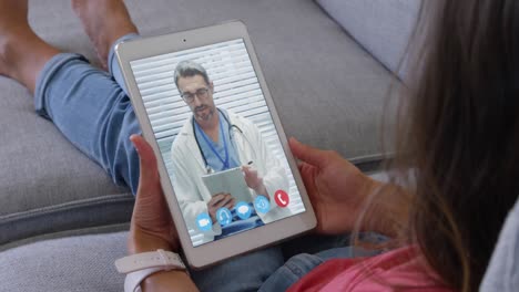 Woman-talking-on-video-meeting-on-her-digital-tablet