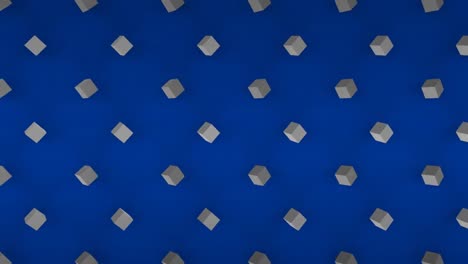 animation of shapes over cubes moving in seamless loop on blue background