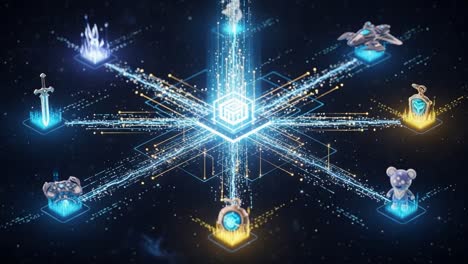 a stunning visual representation of digital assets and virtual environments, illustrating the evolution of data and technology in the modern digital landscape