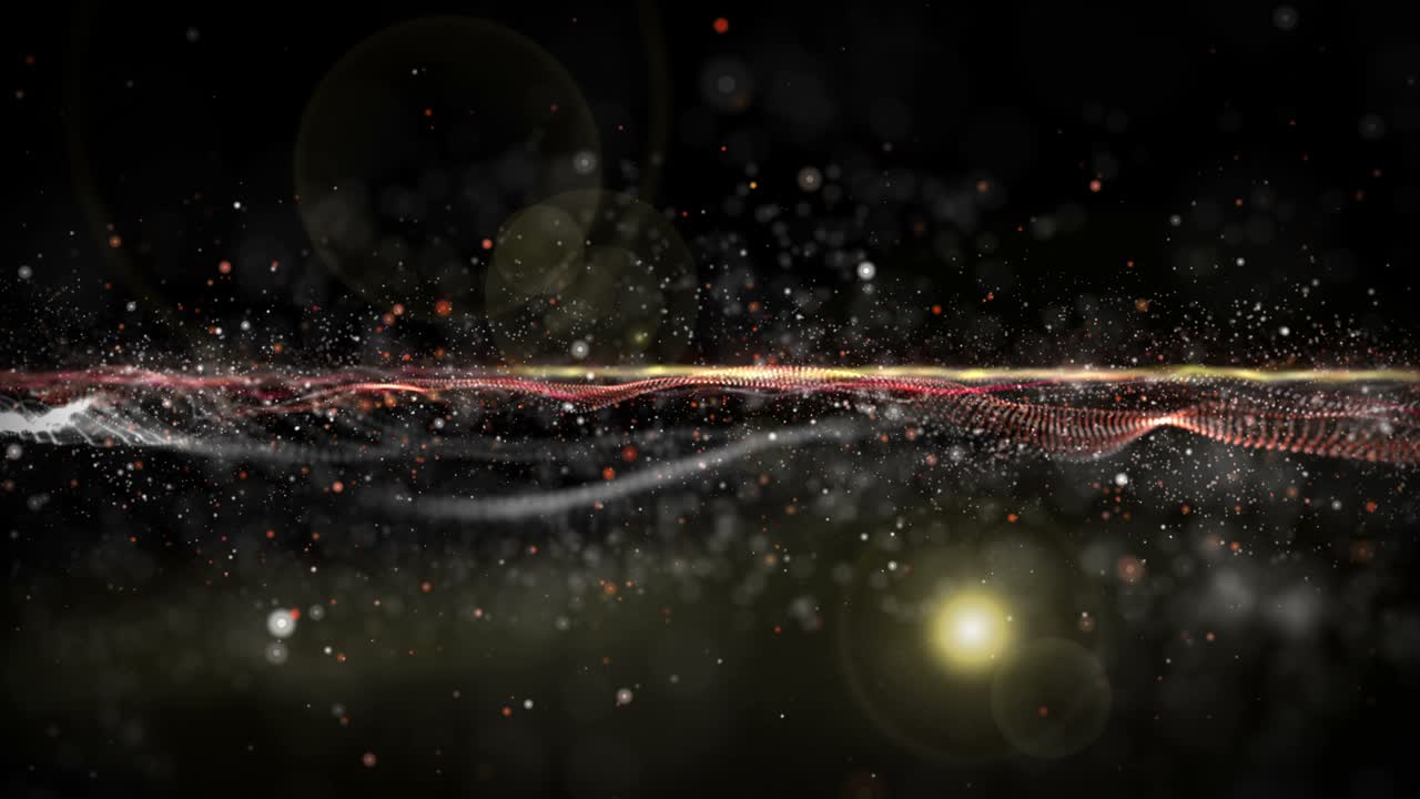 Futuristic animation with wave object and glitter particles in slow motion, 4096x2304 loop 4K