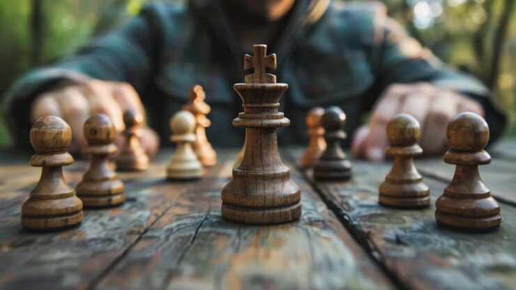 Chess game outdoors