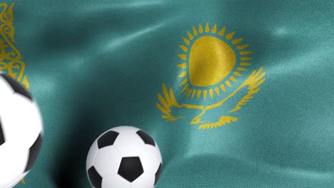 flag of kazakhstan with soccer balls