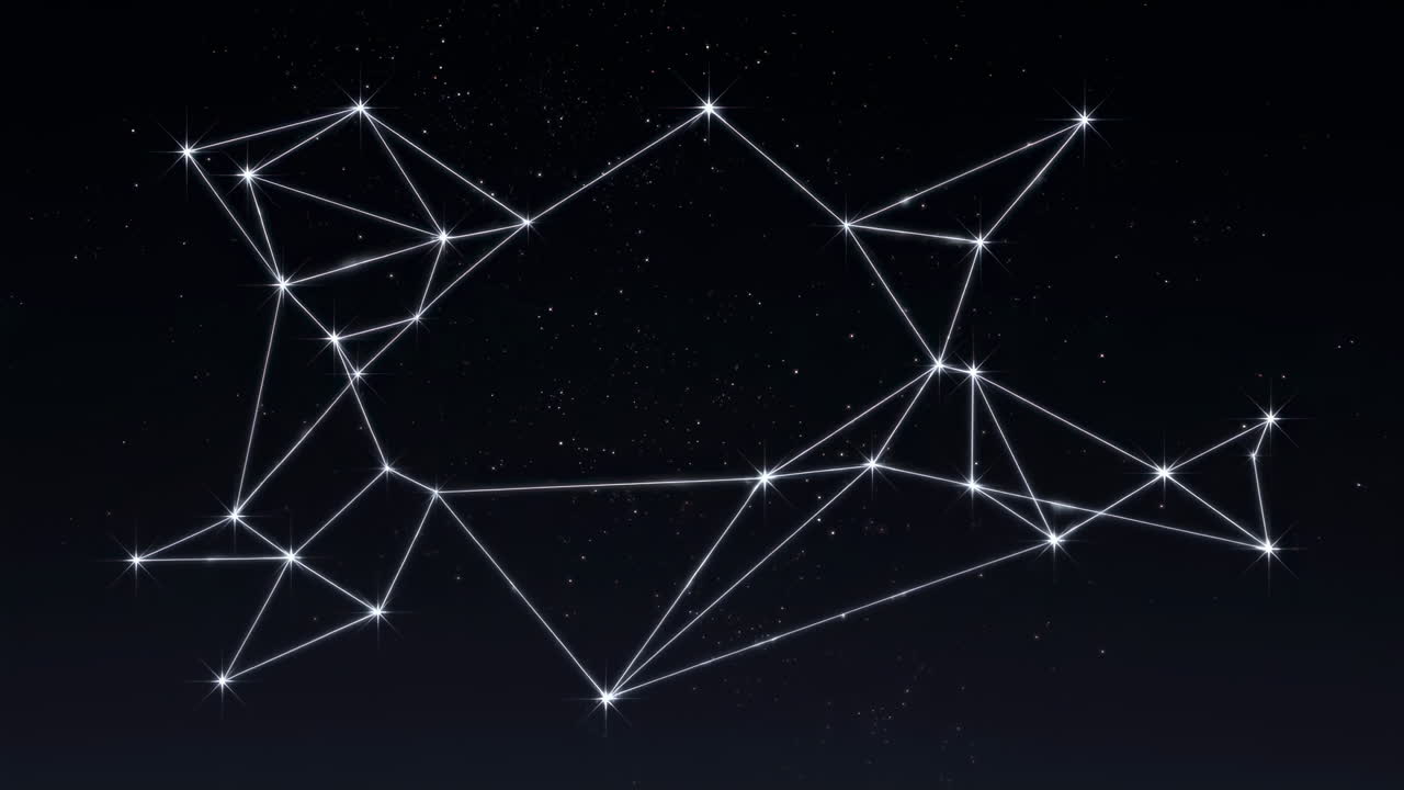 Glowing Stars Forming Abstract Network in Dark Night Sky