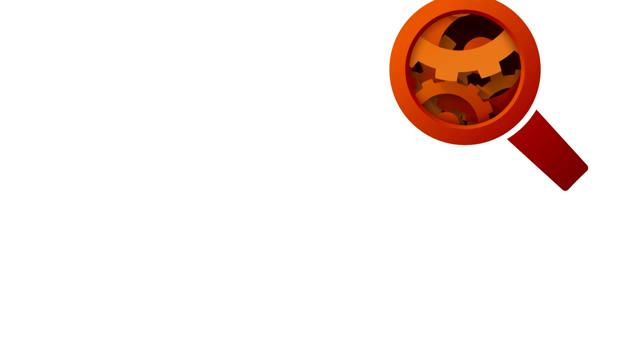 오렌지색 확대 유리 및 회전 기어 추상 기술 개념 루프 애니메이션