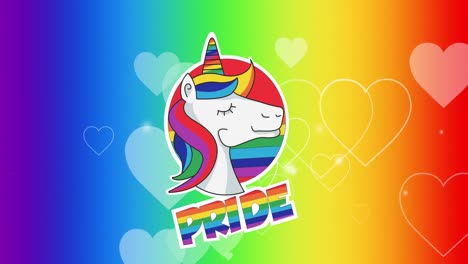 Animación-De-Texto-De-Orgullo,-Unicornio-Y-Corazones.