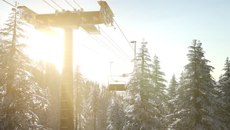 empty ski lift. chairlift silhouette on high mountain
