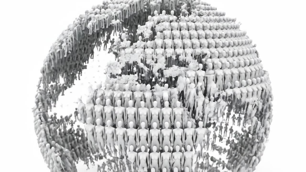 Globe made of people