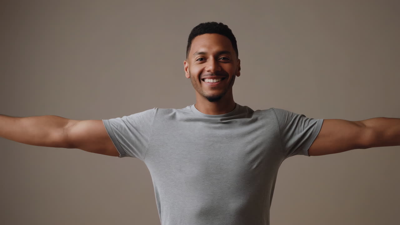 Happy Man with Outstretched Arms Smiling