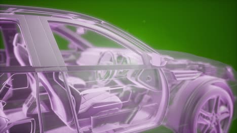 Holographic-animation-of-3D-wireframe-car-model-with-engine