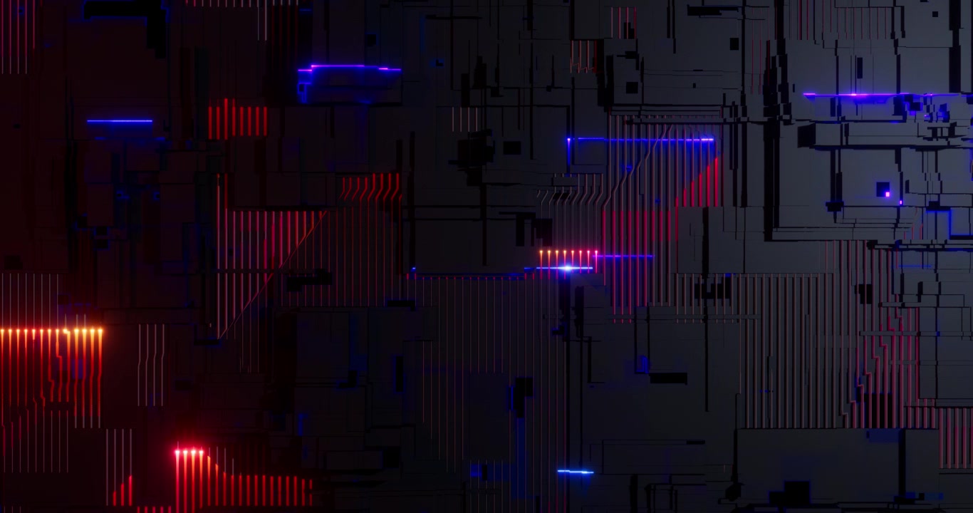 Futuristic Cyberpunk Circuitry with Glowing Neon Lights 3D Render