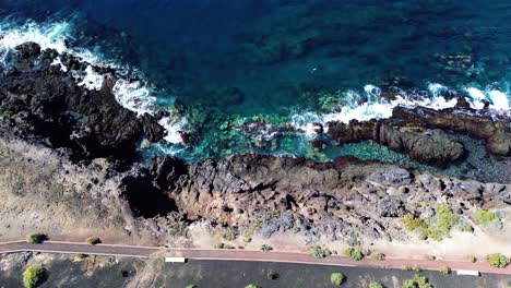 tenerife ocean coast, blue water waves, volcanic island canary islands