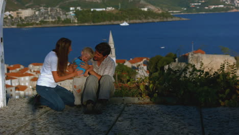 family enjoying a view