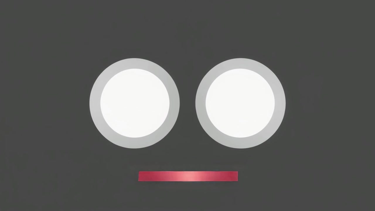Abstract Animation of Red Bar Transforming into Two White Circles