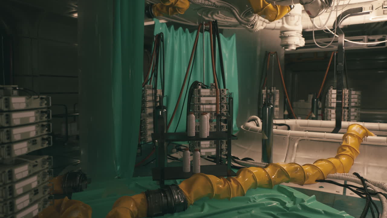 Advanced research lab equipment in a secret bunker