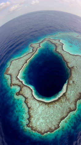 stunning aerial view of a blue hole in the ocean
