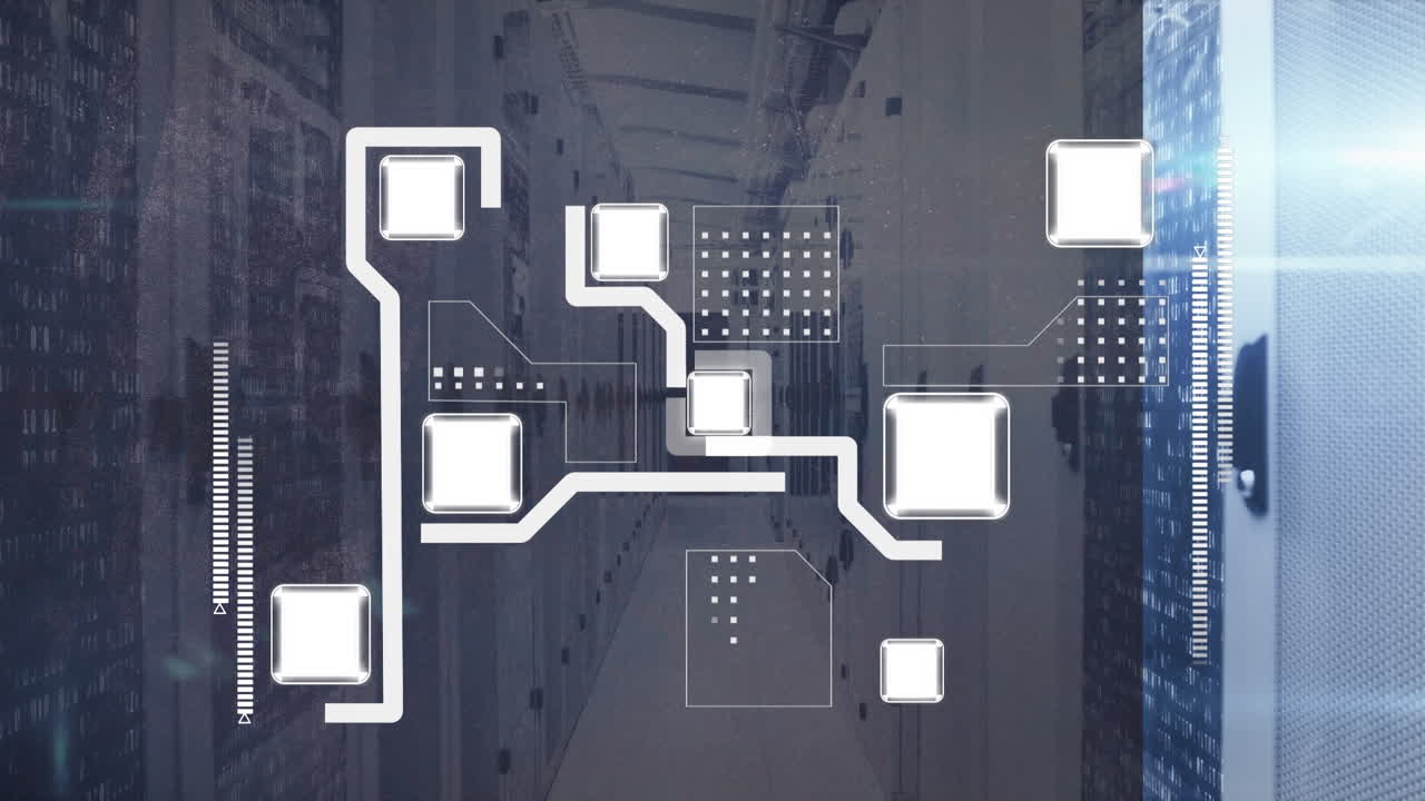 animación de formas en movimiento sobre la sala del servidor