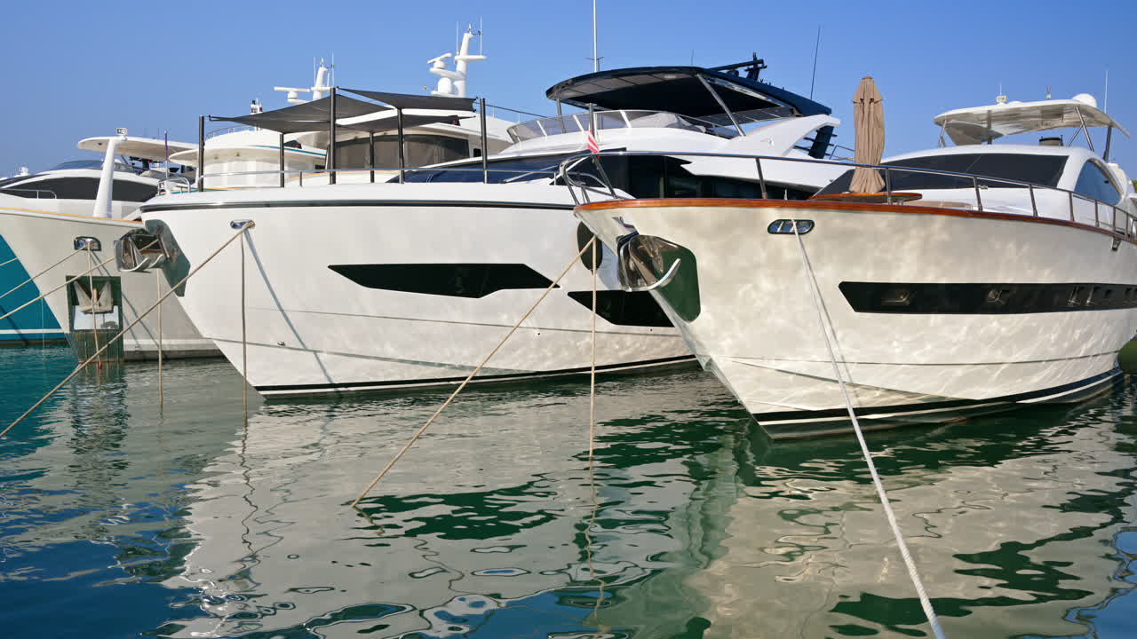 Boats docked in the Port Vauban in daylight in Antibes, France