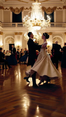 elegant couple dancing at a formal ballroom gala