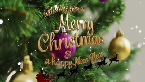 Animation-of-season's-greetings-text-over-christmas-tree