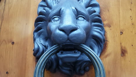 zoom in of a antique lion shaped door knocker. florence tuscany. italy
