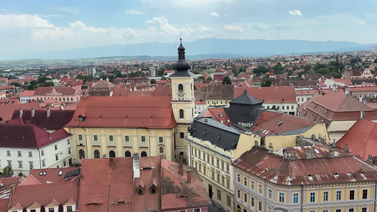 Old medieval center of Sibiu Romanian city. Viewpoint view