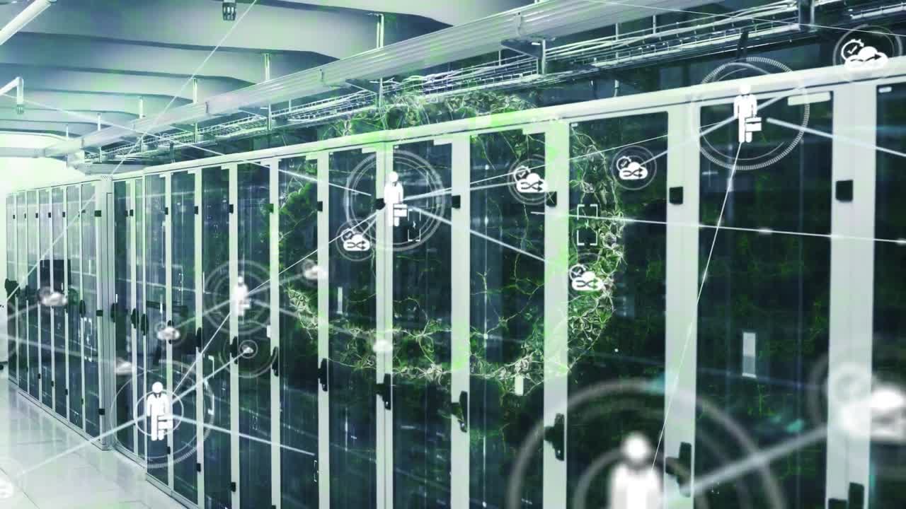 severer 방에 아이콘과 연결 네트워크의 애니메이션