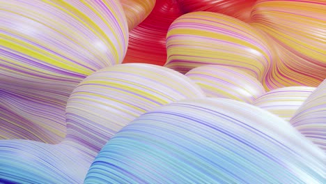 hermoso fondo abstracto de ondas en la superficie, gradientes de color arco iris, líneas extrudidas como superficie de tela a rayas con pliegues o ondas en líquido. bucle 4k.