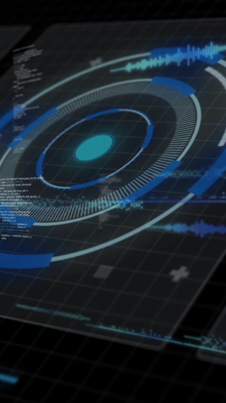 Analisi e visualizzazione di dati con animazione futuristica su interfaccia digitale