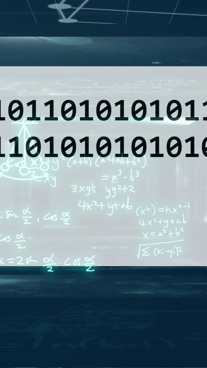 Animation of ai binary coding and mathematical data processing