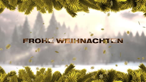 Animation-Des-Textes-„Frohe-Weihnachten“-über-Zweigen-Und-Winterlandschaftshintergrund