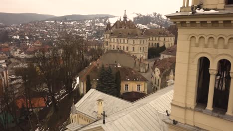 beautiful view of the church and its clock tower revealing the medieval town of sighisoara