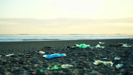 plastic pollution on the beach