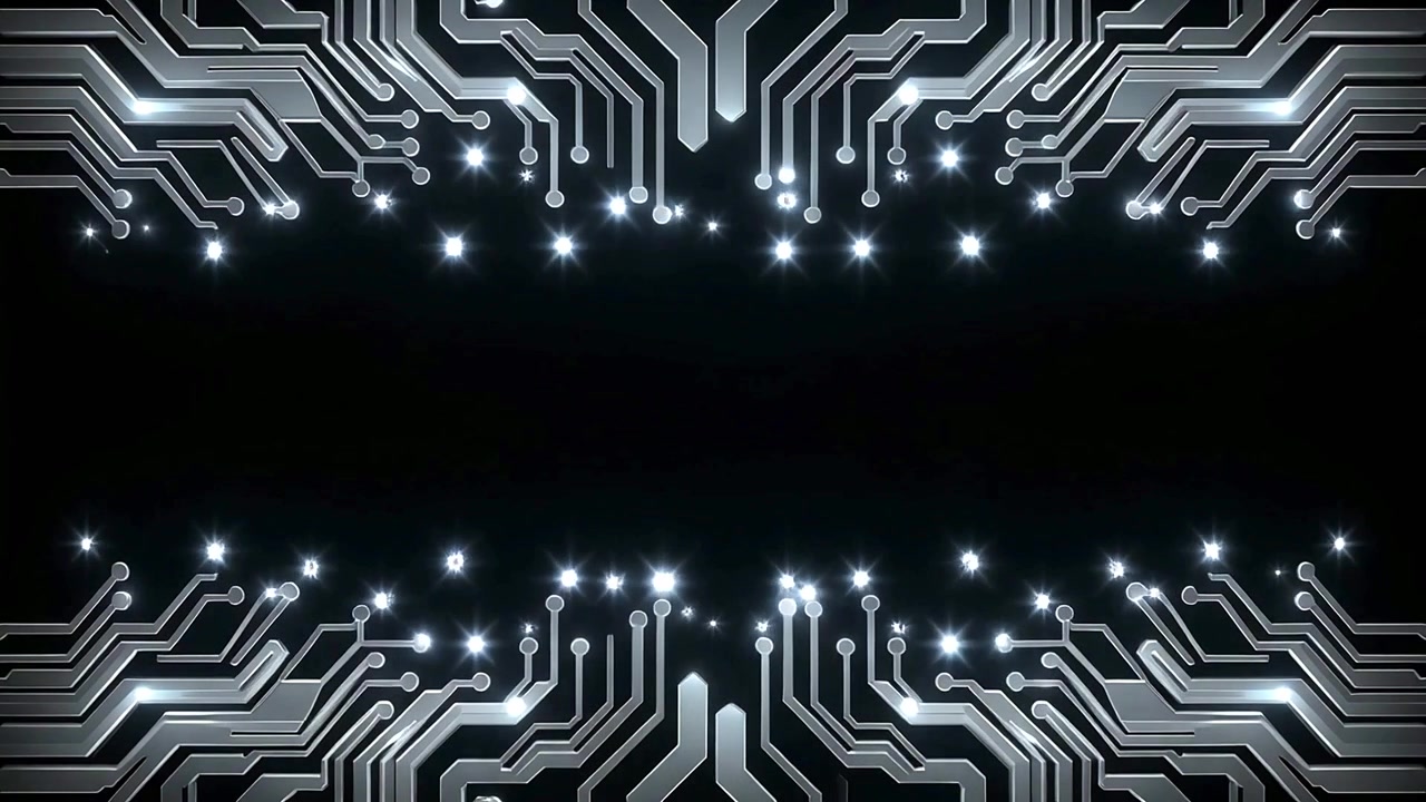 Futuristic Electronic Circuit Board with Moving Lights