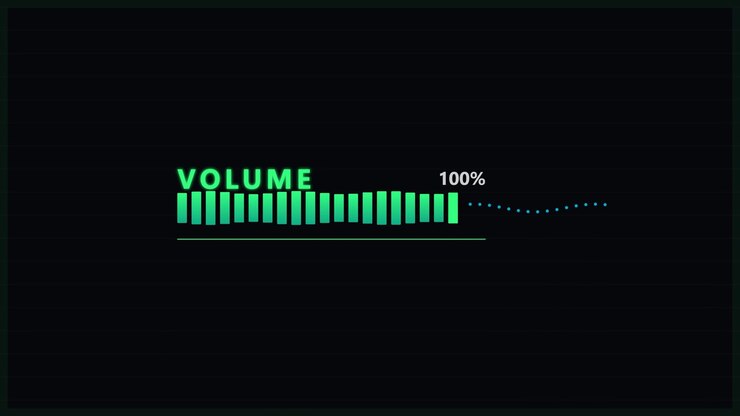 Digital Volume Level Indicator Increasing and Decreasing on Dark Background