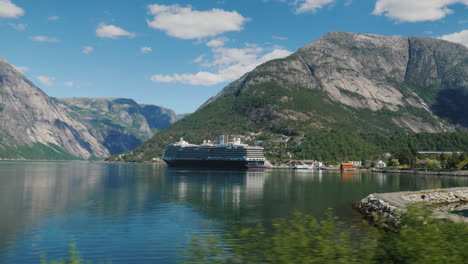 ride along the picturesque coast of the fjord where the ocean liner is moored