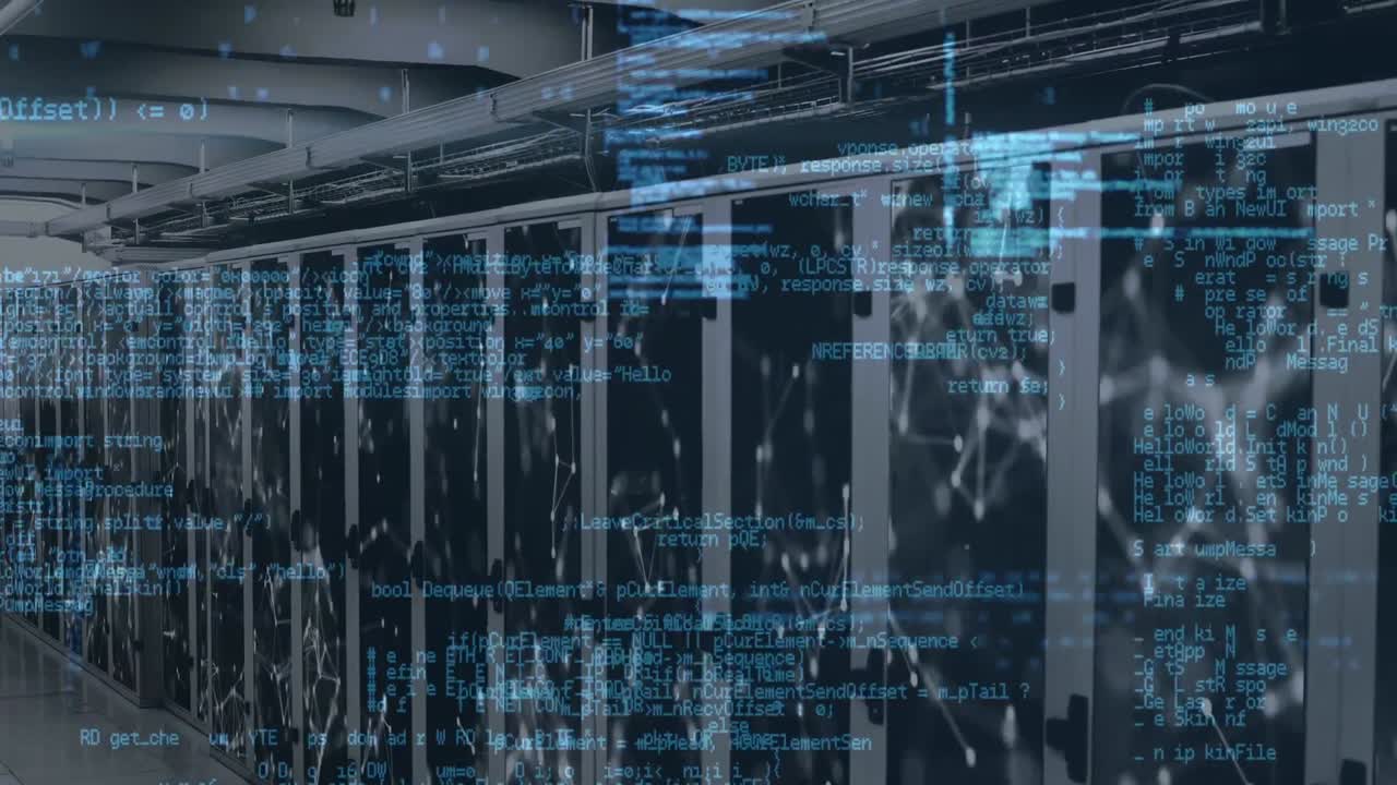 Animation of data processing and connections over servers
