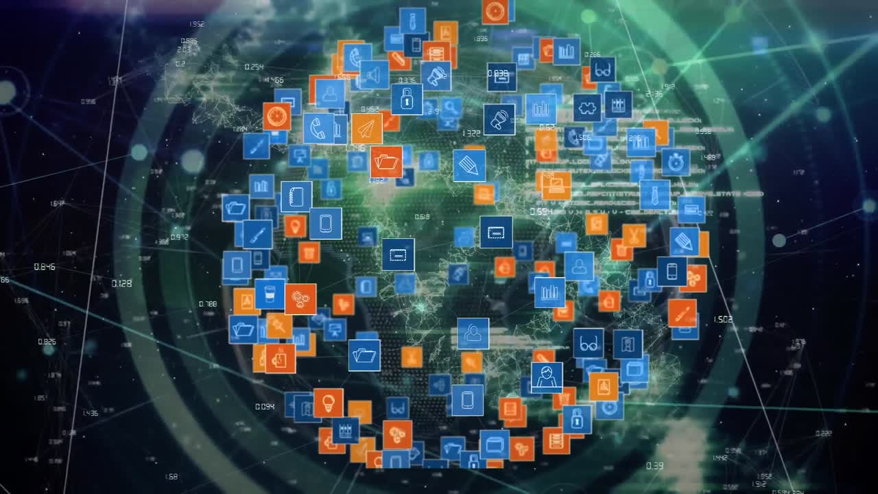 animación del globo con una red de conexiones