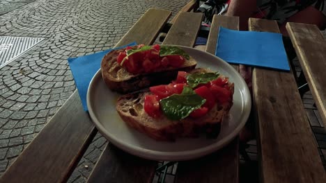 bruschetta served at an outdoor cafe in naples