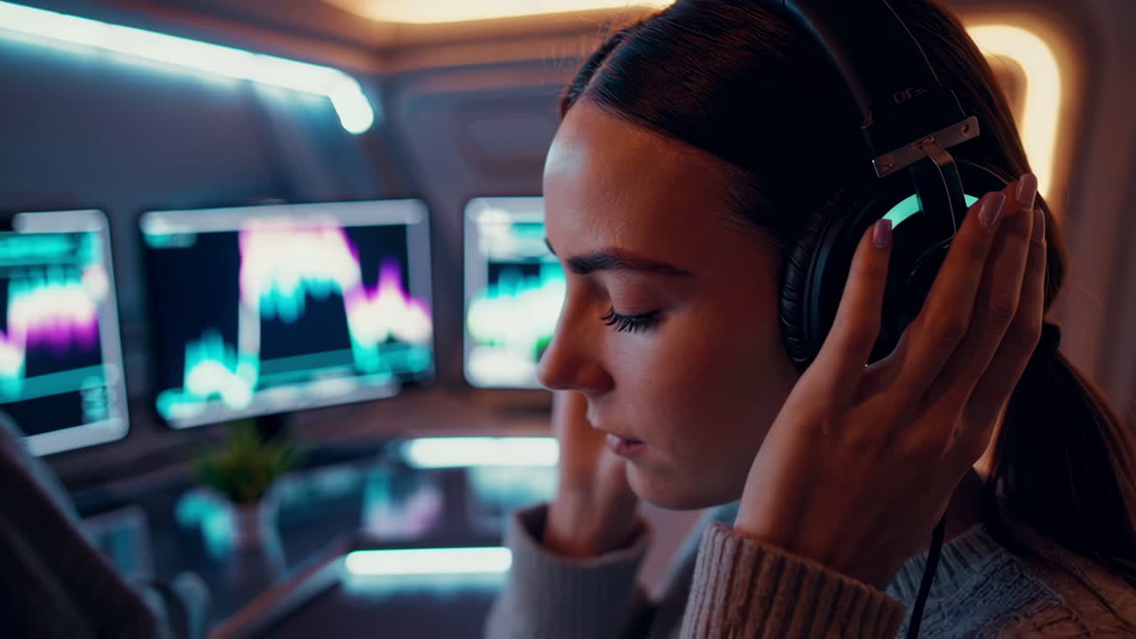 주식 시장 데이터를 분석하는 여성 상인